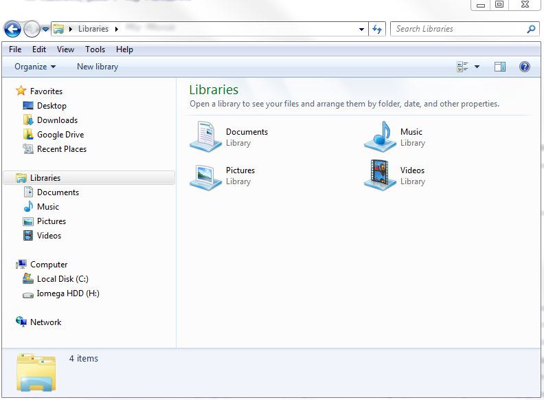 windows 7 libraries a