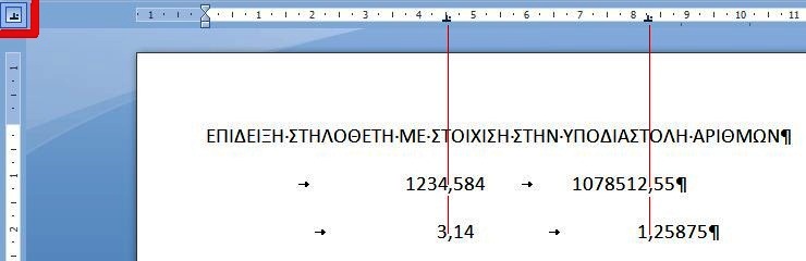 decimal tab