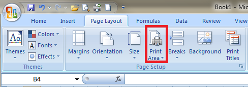 excel 2007 print area